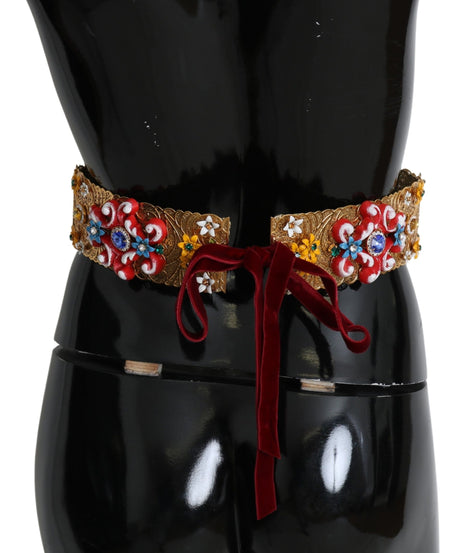 Dolce & Gabbana multicolor Embellished Floral Crystal Wide Waist Belt Dolce & Gabbana