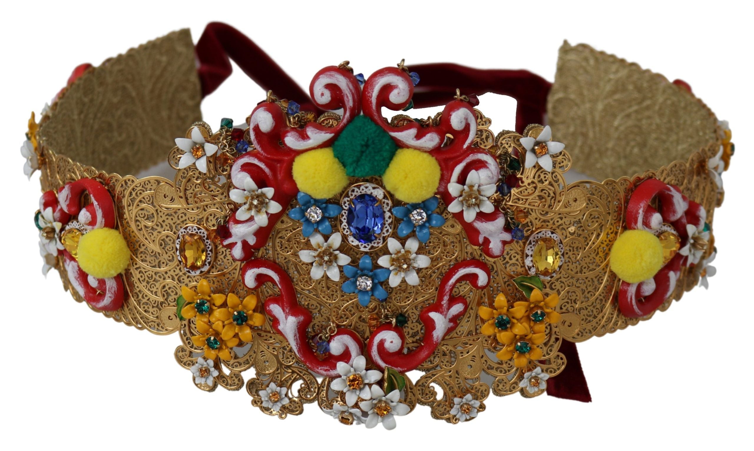 Dolce & Gabbana multicolor Embellished Floral Crystal Wide Waist Belt Dolce & Gabbana