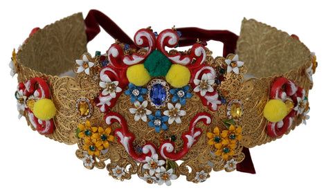 Dolce & Gabbana multicolor Embellished Floral Crystal Wide Waist Belt Dolce & Gabbana