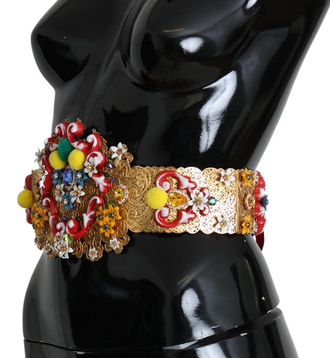 Dolce & Gabbana multicolor Embellished Floral Crystal Wide Waist Belt Dolce & Gabbana