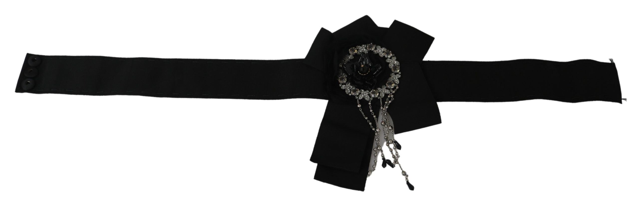 Dolce & Gabbana Black Crystal Brooch Wide Wai SATORIA Belt Dolce & Gabbana