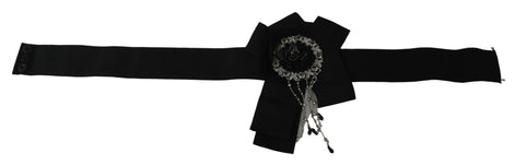 Dolce & Gabbana Black Crystal Brooch Wide Wai SATORIA Belt Dolce & Gabbana