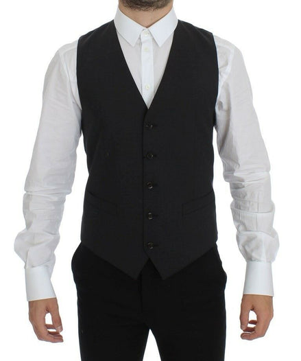 Dolce & Gabbana Gray Wool Stretch Dress Blazer Vest Dolce & Gabbana
