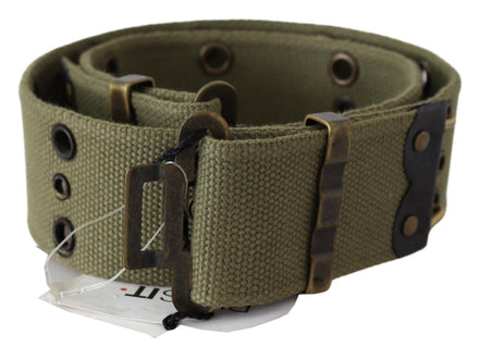 Ermanno Scervino Green 100% Cotton Rustic Bronze Buckle Belt Ermanno Scervino