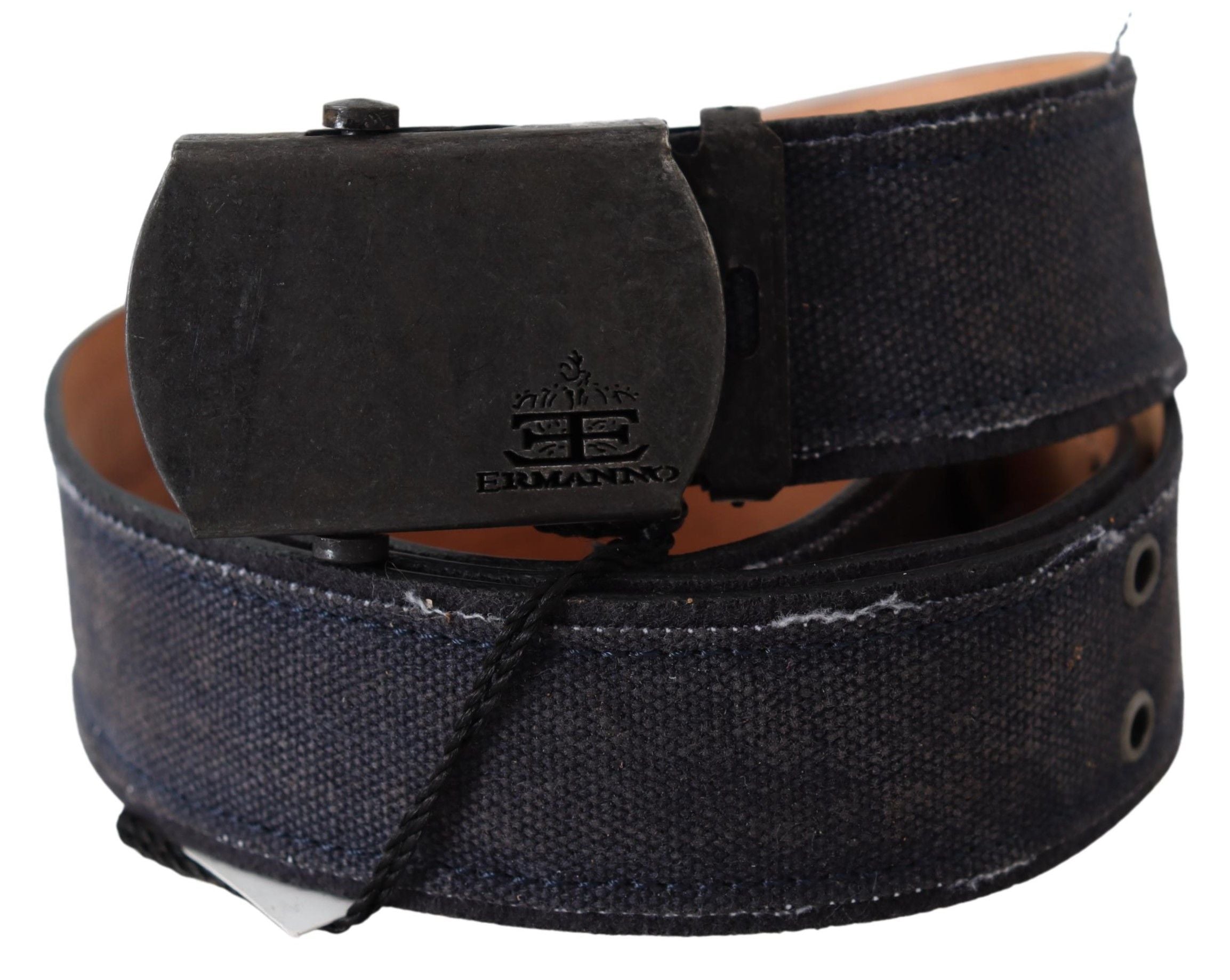 Ermanno Scervino Blue Leather Ratchet Buckle Belt Ermanno Scervino