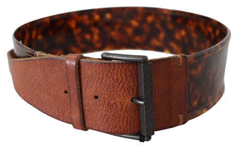 Ermanno Scervino Dark Brown Leather Wide Buckle Belt Ermanno Scervino