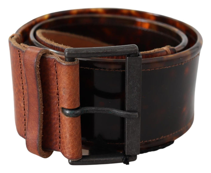 Ermanno Scervino Dark Brown Leather Wide Buckle Belt Ermanno Scervino