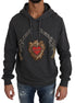 Dolce & Gabbana Gray Hooded Red Crystal Heart Gun Sweater Dolce & Gabbana