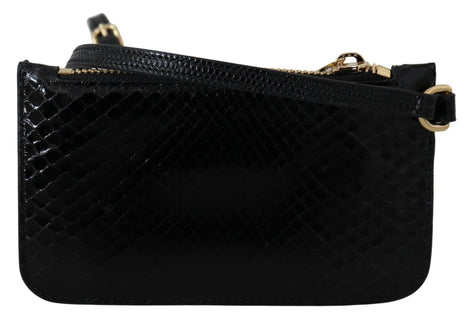 Dolce & Gabbana Black Leather Coin Purse Wristlet Mirror Agnese Wallet Dolce & Gabbana