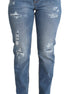Dolce & Gabbana Blue Tattered Skinny Denim Cotton Blend Jeans Dolce & Gabbana