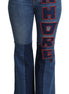 Dolce & Gabbana Blue Amore Patch Boot Cut Cotton Stretch Pant Dolce & Gabbana
