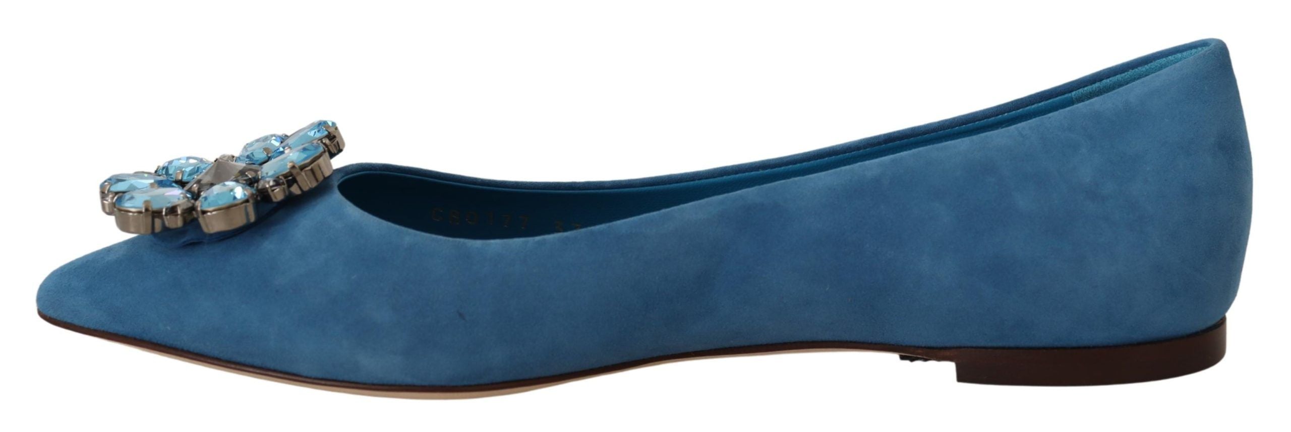 Dolce & Gabbana Blue Suede Crystals Loafers Flats Shoes Dolce & Gabbana