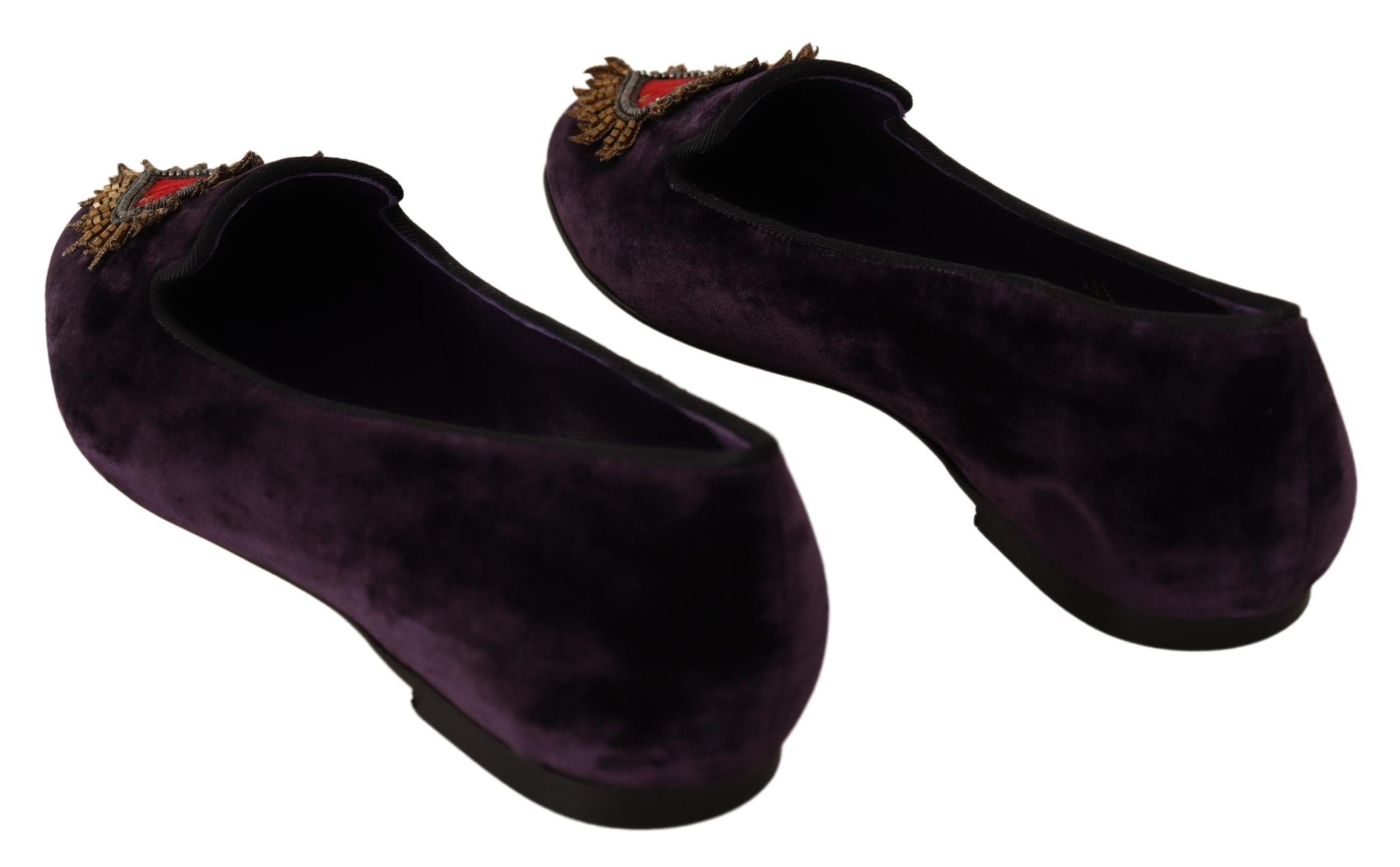 Dolce & Gabbana Purple Velvet DG Heart Loafers Flats Shoes Dolce & Gabbana