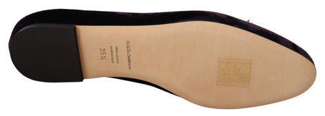 Dolce & Gabbana Purple Velvet DG Heart Loafers Flats Shoes Dolce & Gabbana