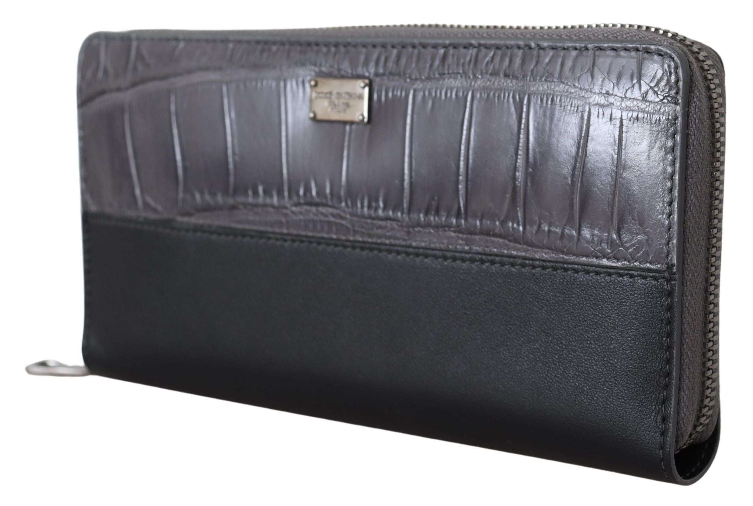 Dolce & Gabbana Black Zip Around Continental Clutch Leather Wallet Dolce & Gabbana