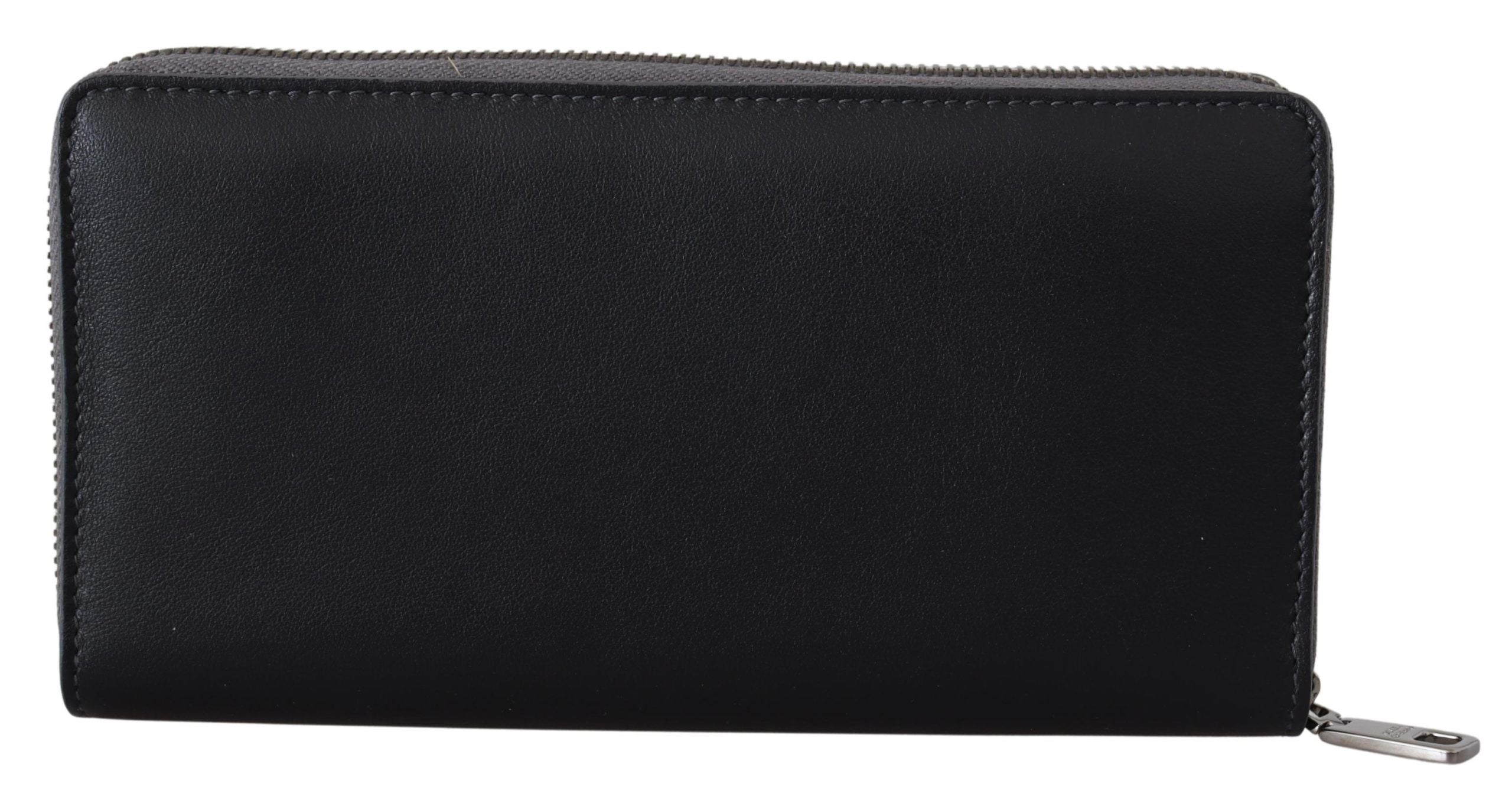 Dolce & Gabbana Black Zip Around Continental Clutch Leather Wallet Dolce & Gabbana