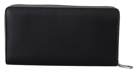 Dolce & Gabbana Black Zip Around Continental Clutch Leather Wallet Dolce & Gabbana