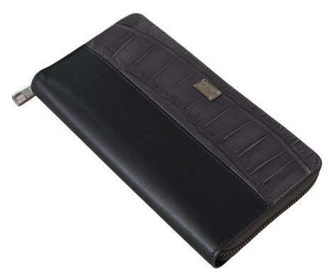 Dolce & Gabbana Black Zip Around Continental Clutch Leather Wallet Dolce & Gabbana