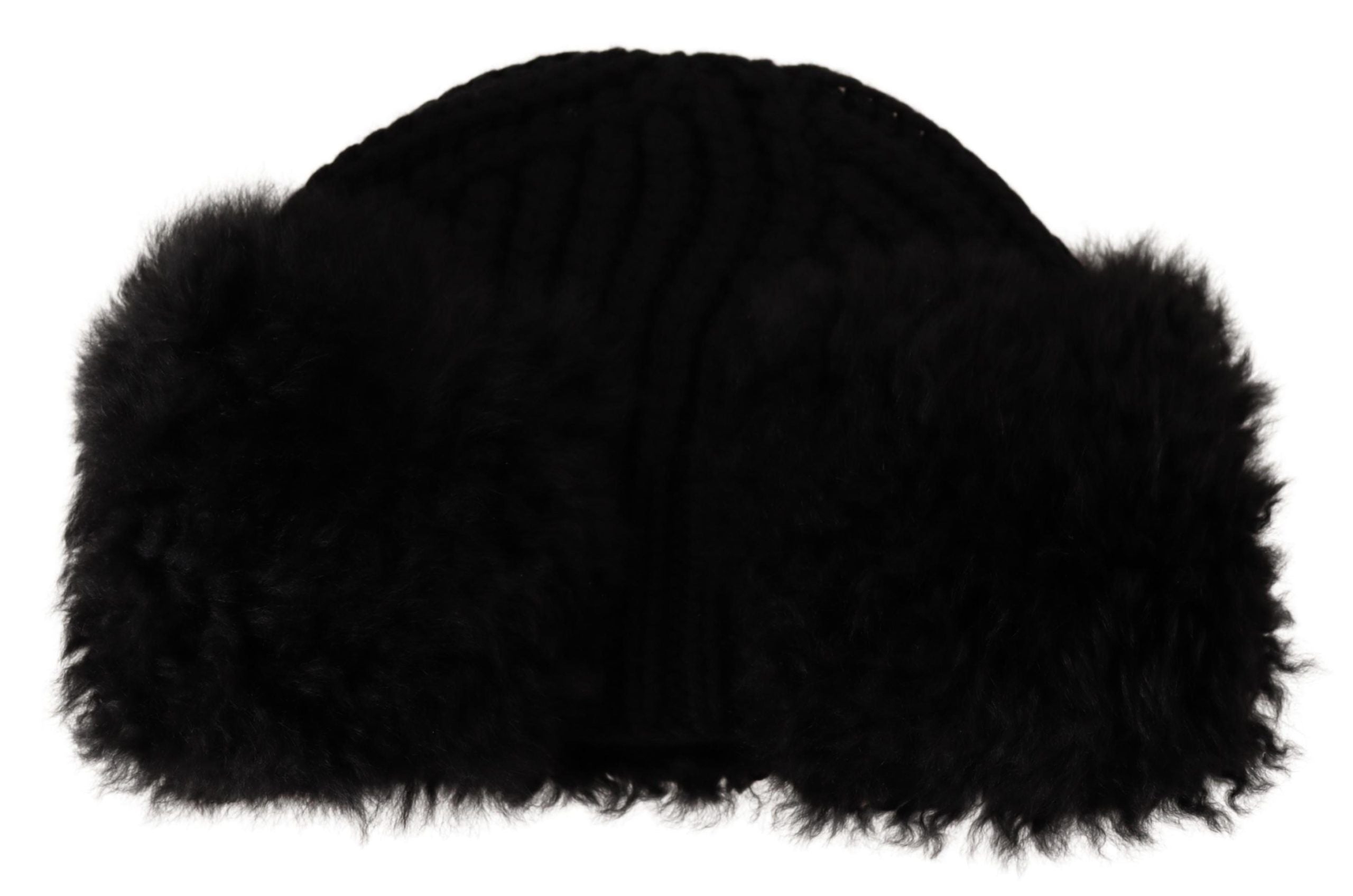 Dolce & Gabbana Black Cashmere Fur Women Beanie Women Hat Dolce & Gabbana