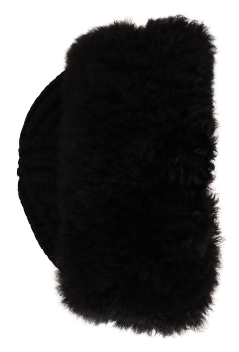 Dolce & Gabbana Black Cashmere Fur Women Beanie Women Hat Dolce & Gabbana