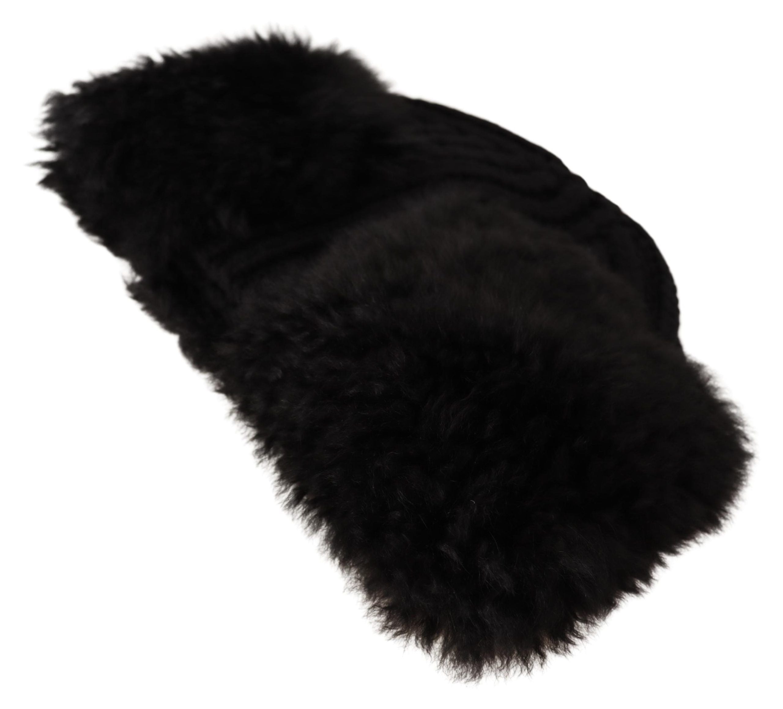Dolce & Gabbana Black Cashmere Fur Women Beanie Women Hat Dolce & Gabbana