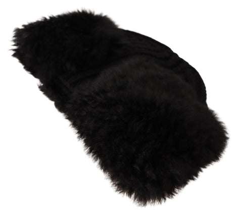 Dolce & Gabbana Black Cashmere Fur Women Beanie Women Hat Dolce & Gabbana