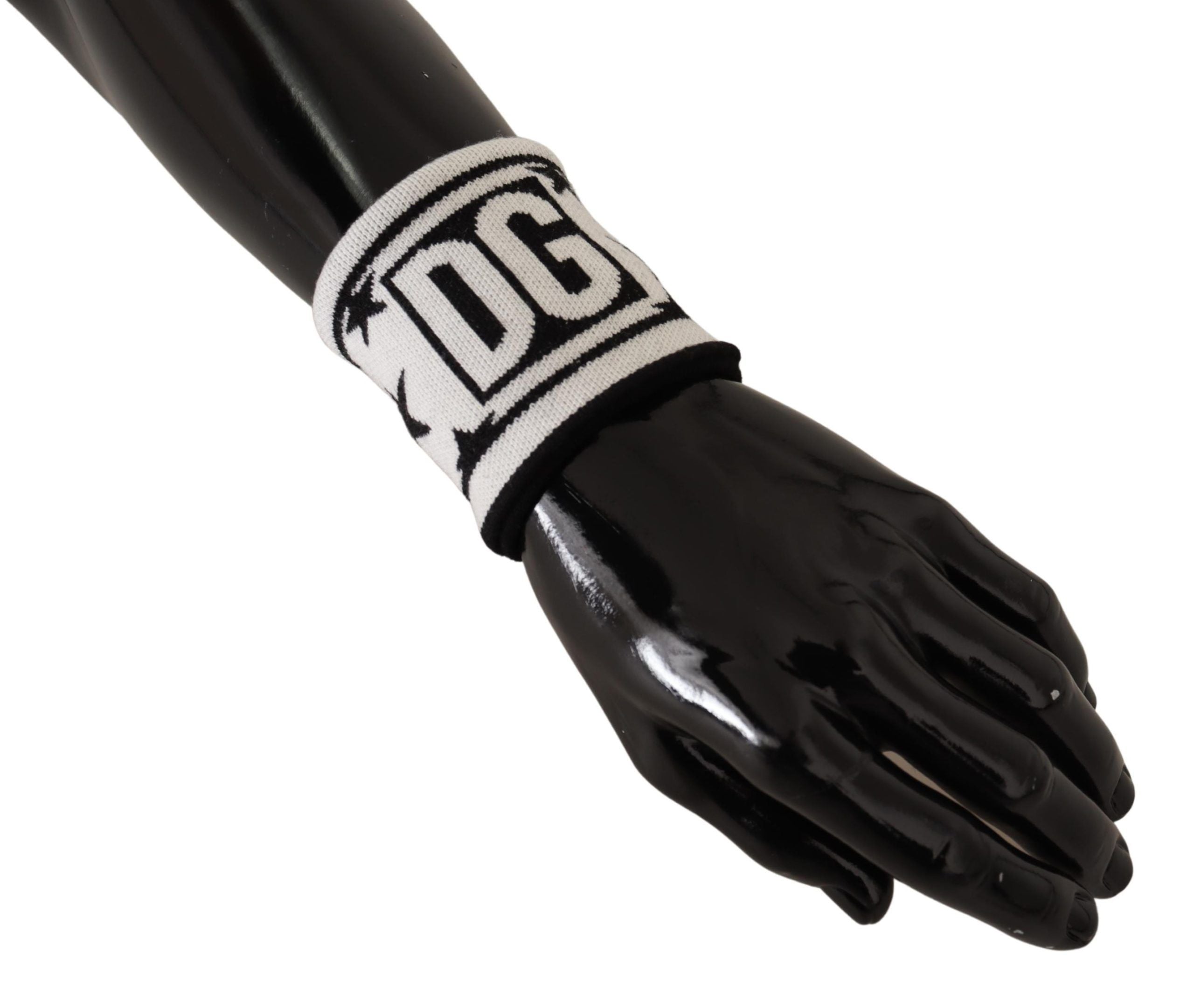 Dolce & Gabbana White Black Wool Logo #DGMILLENNIALS Wristband Dolce & Gabbana