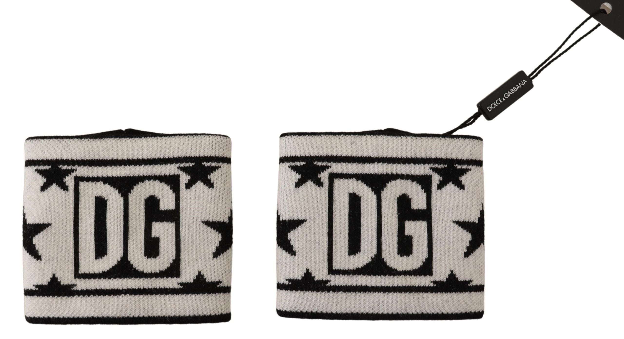 Dolce & Gabbana White Black Wool Logo #DGMILLENNIALS Wristband Dolce & Gabbana