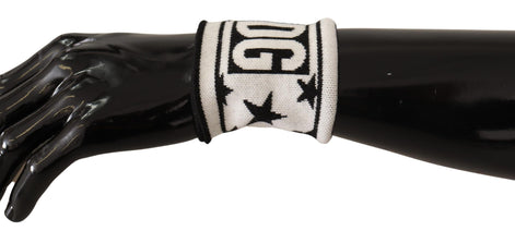 Dolce & Gabbana White Black Wool Logo #DGMILLENNIALS Wristband Dolce & Gabbana