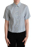 Dolce & Gabbana White Blue Polka Dot Cotton Shirt Dolce & Gabbana