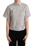 Dolce & Gabbana White Black Striped Collared Shirt Dolce & Gabbana