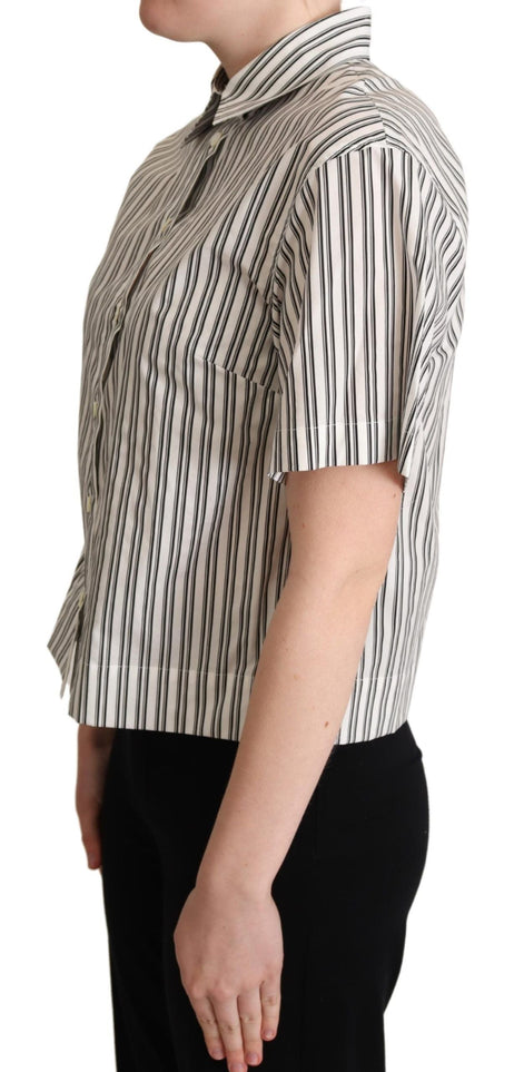 Dolce & Gabbana White Black Striped Shirt Blouse Top Dolce & Gabbana