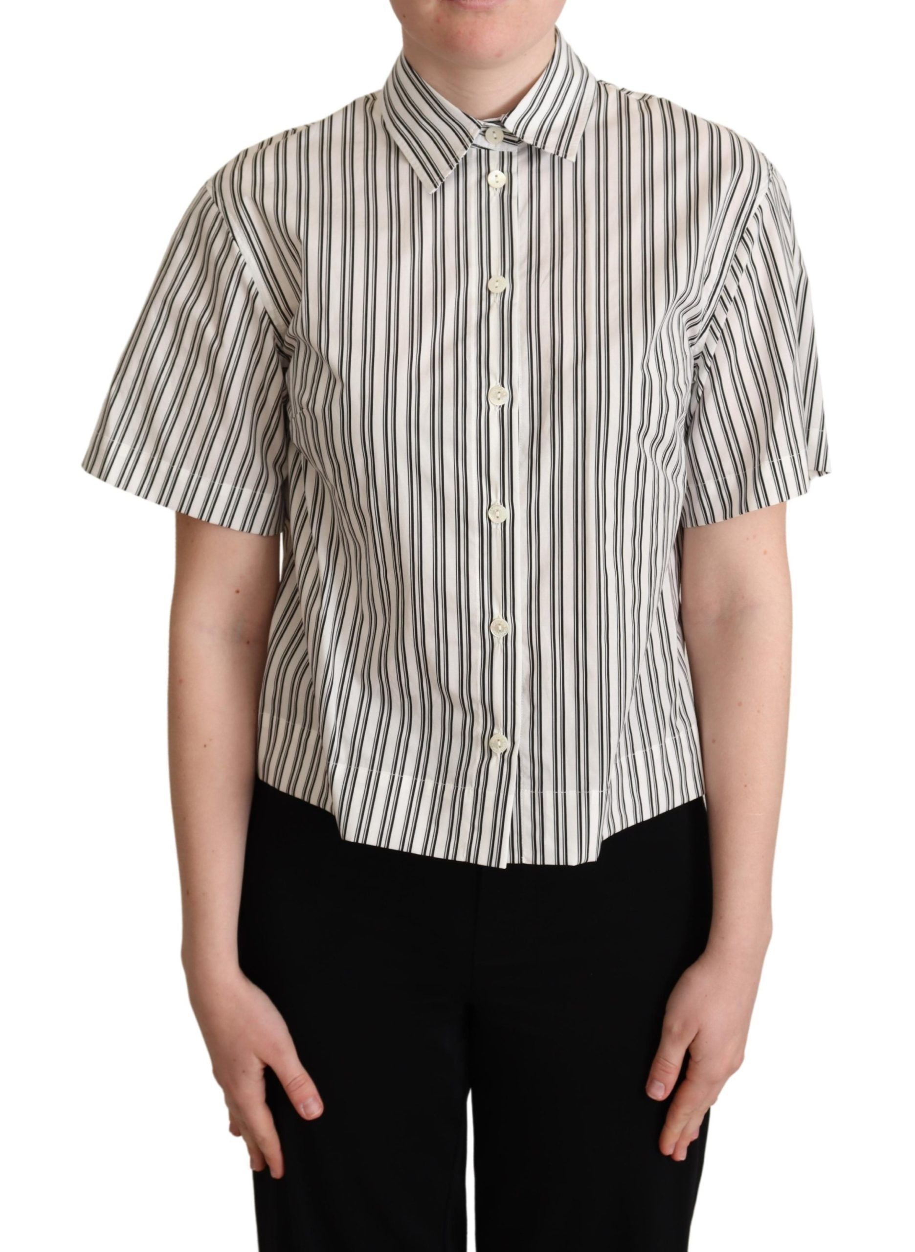 Dolce & Gabbana White Black Striped Shirt Blouse Top Dolce & Gabbana