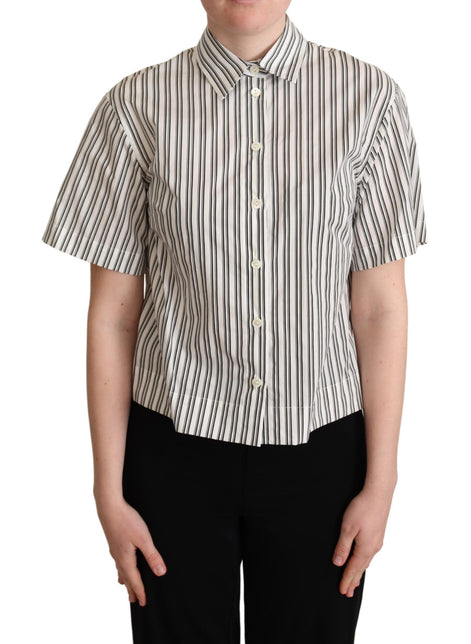 Dolce & Gabbana White Black Striped Shirt Blouse Top Dolce & Gabbana