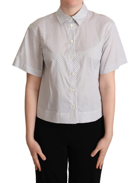 Dolce & Gabbana White Gray Polka Dots Collared Button Shirt Dolce & Gabbana