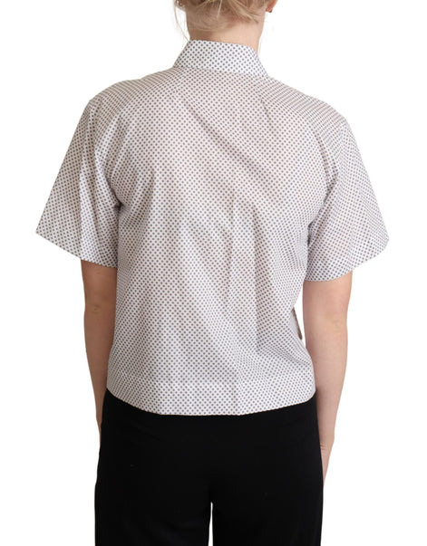 Dolce & Gabbana White Gray Polka Dots Collared Button Shirt Dolce & Gabbana