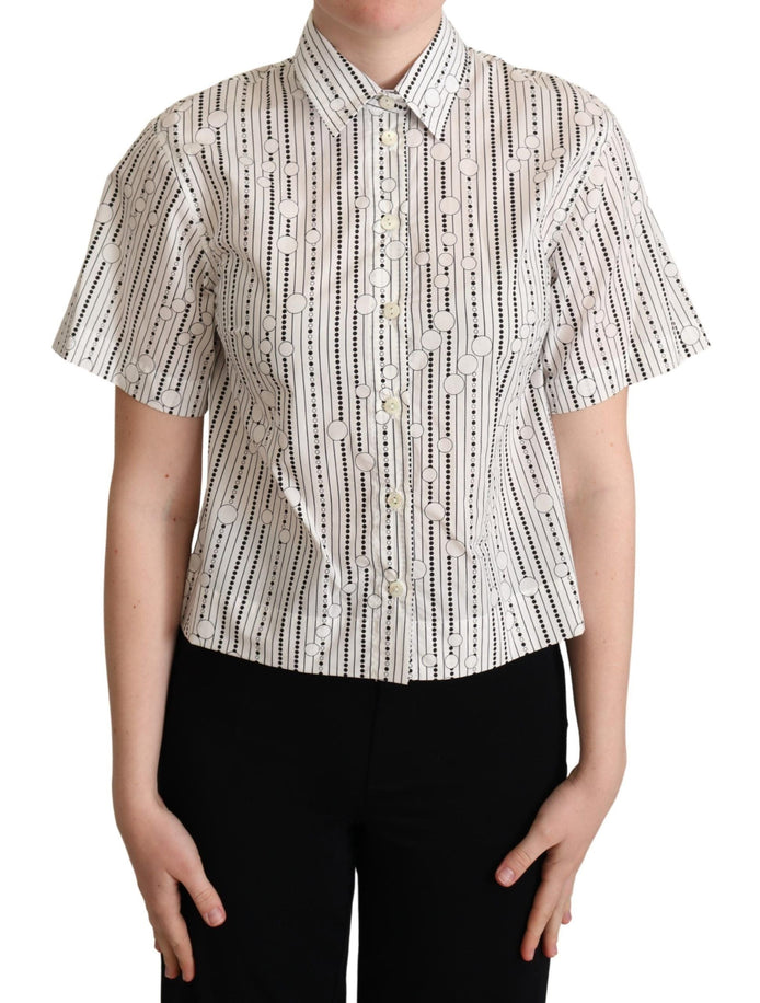 Dolce & Gabbana White Circles Dots Collared Button Up Shirt Dolce & Gabbana