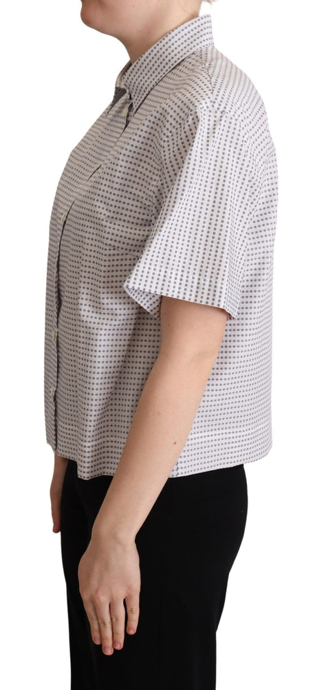 Dolce & Gabbana White Polka Dots Collared Blouse Shirt Dolce & Gabbana