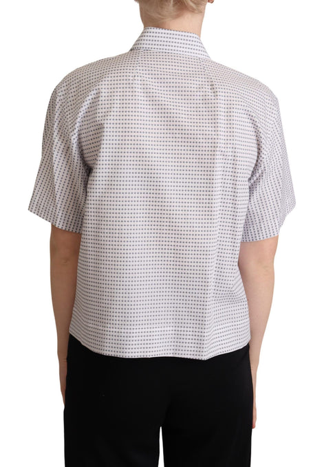 Dolce & Gabbana White Polka Dots Collared Blouse Shirt Dolce & Gabbana