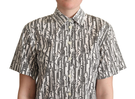 Dolce & Gabbana White Floral Collared Blouse Shirt Dolce & Gabbana