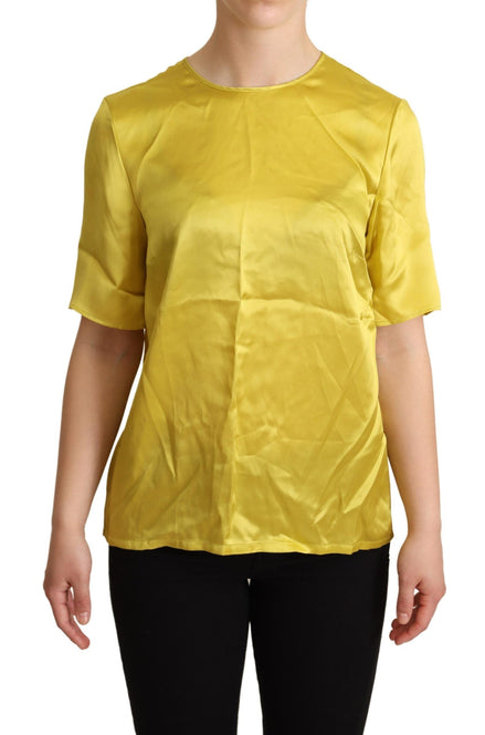 Dolce & Gabbana Yellow Silk Short Sleeve Blouse T-shirt Dolce & Gabbana