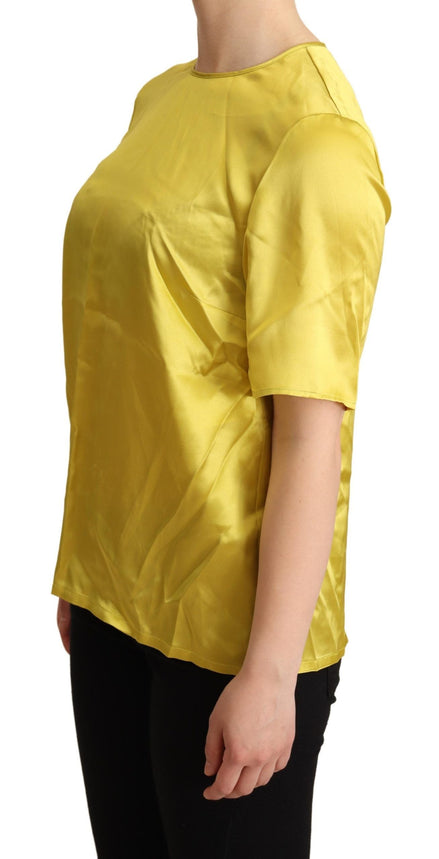 Dolce & Gabbana Yellow Silk Short Sleeve Blouse T-shirt Dolce & Gabbana