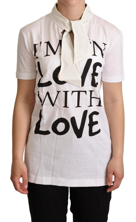 Dolce & Gabbana White Cotton Silk I'm In Love Top T-shirt Dolce & Gabbana