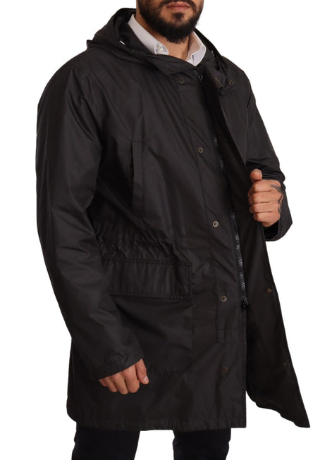 Dolce & Gabbana Black Hooded Mens Trench Coat Jacket Dolce & Gabbana