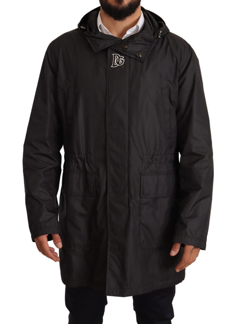Dolce & Gabbana Black Hooded Mens Trench Coat Jacket Dolce & Gabbana