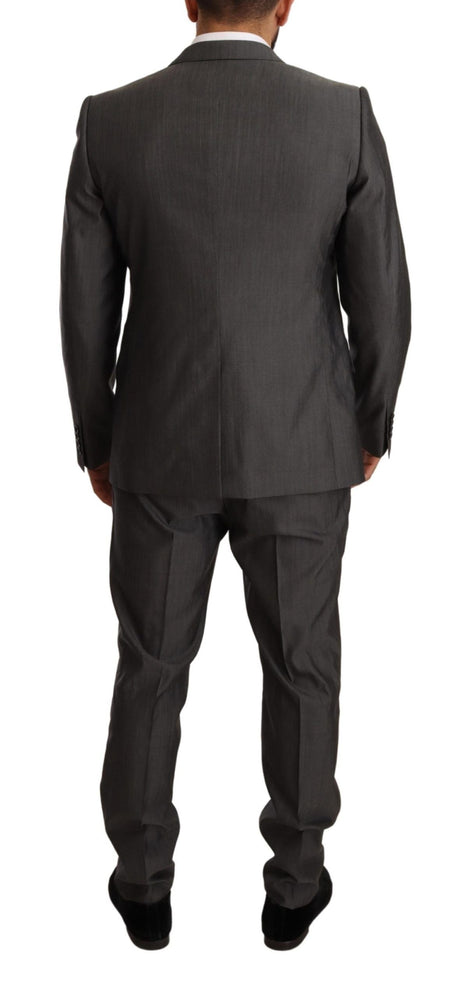 Dolce & Gabbana Gray Metallic MARTINI Slim Fit Set Suit Dolce & Gabbana