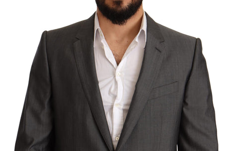 Dolce & Gabbana Gray Metallic MARTINI Slim Fit Set Suit Dolce & Gabbana