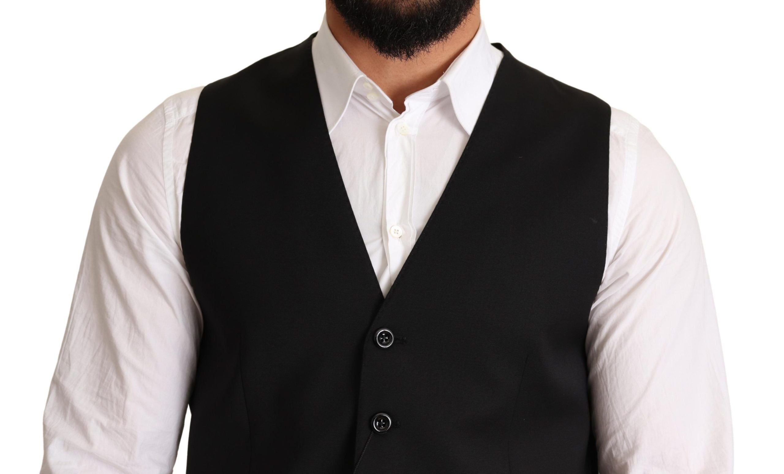 Dolce & Gabbana Black Wool Formal Waistcoat Dress Dolce & Gabbana