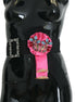 Dolce & Gabbana Black Pink Flower Brooch Crystals Cotton Belt Dolce & Gabbana