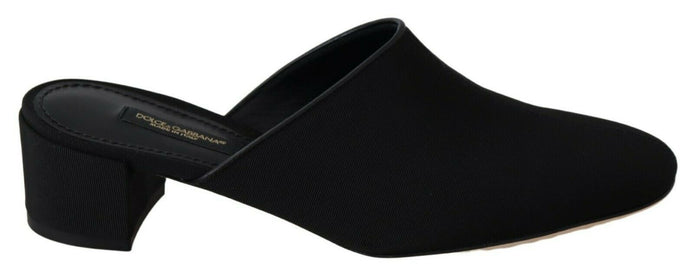 Dolce & Gabbana Black Grosgrain Slides Sandals Women Shoes Dolce & Gabbana
